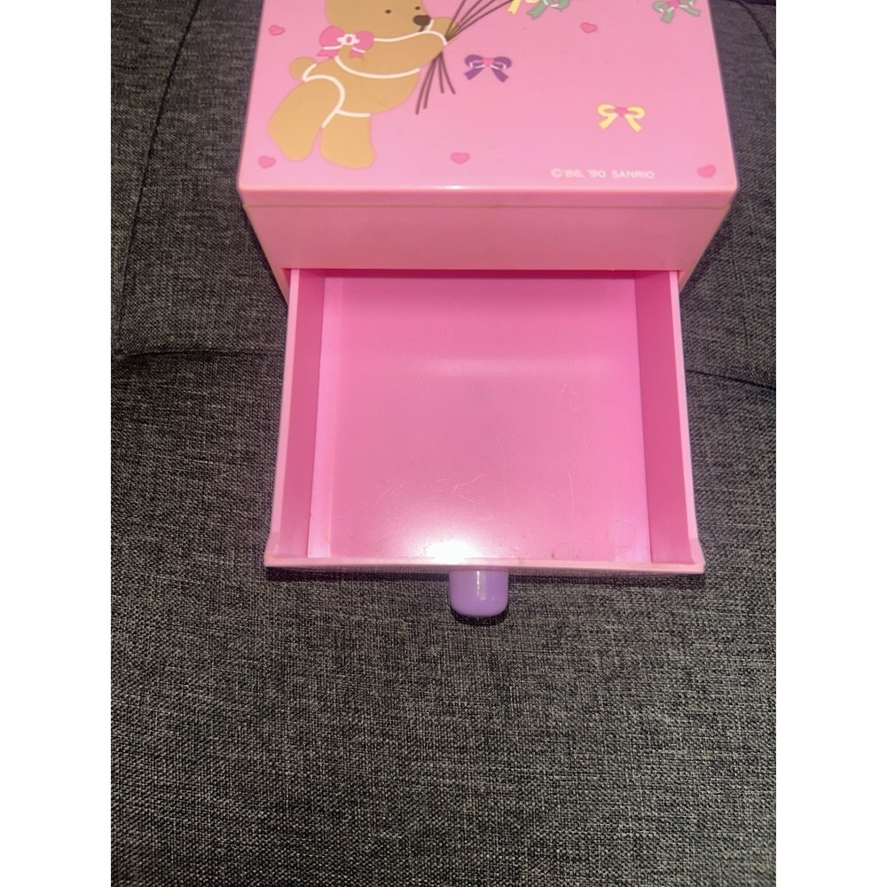 Vintage 1990 Sanrio Tweedle Dee Dee Teddy Bear Jewelry Box Mirror Lid Organizer - Picture 8 of 16